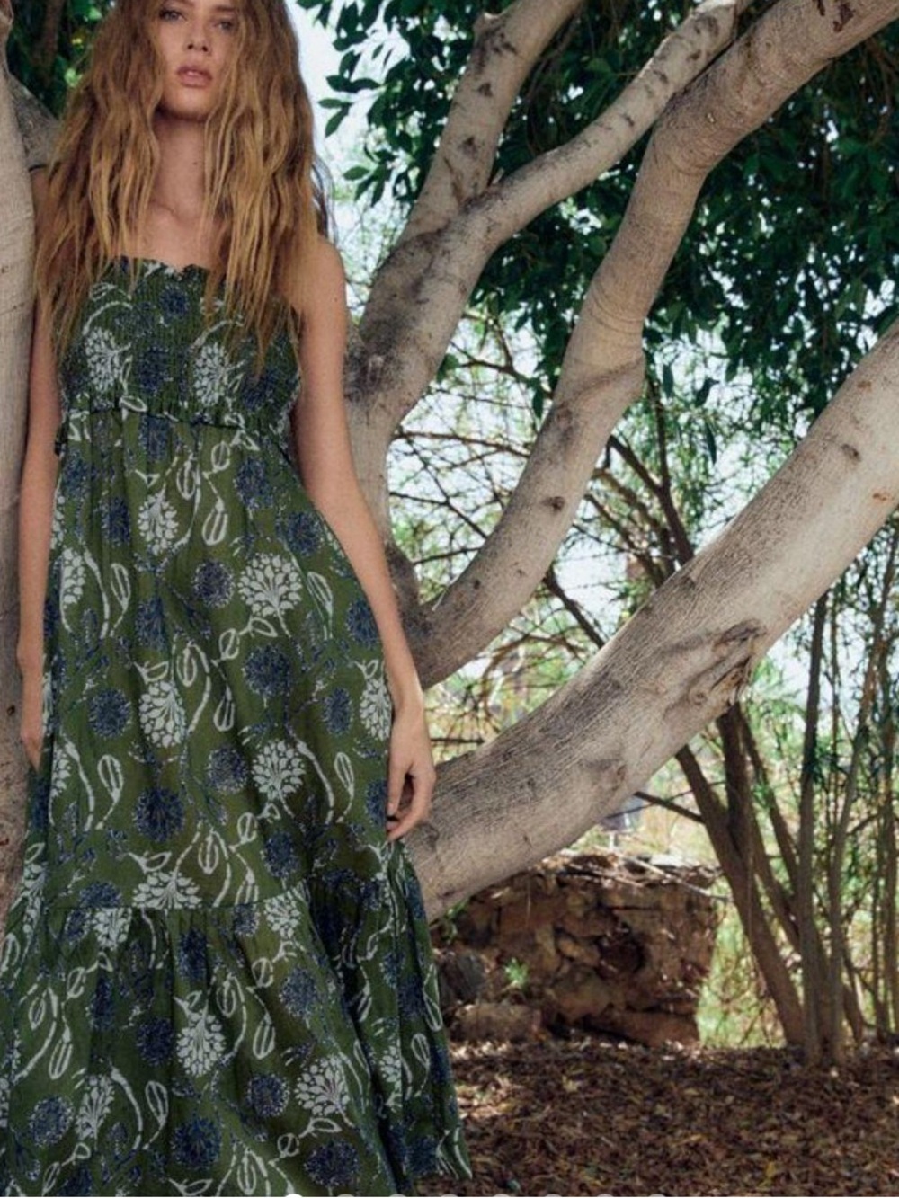 Zara Olive Floral Maxi Dress